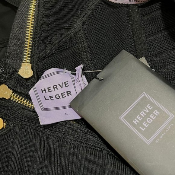 🖤Herve Leger🖤Black Zipper Adaire Evening Gown - Picture 5 of 5